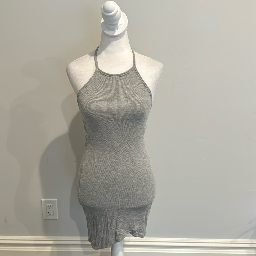 Popular21 Grey Halter Mini Dress